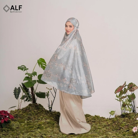 ALF BY ALIF MUKENA MINI MOTIF PARASUT PREMIUM KOREA TRAVEL - JASMINE IN KHAKI ( MKN-209 )